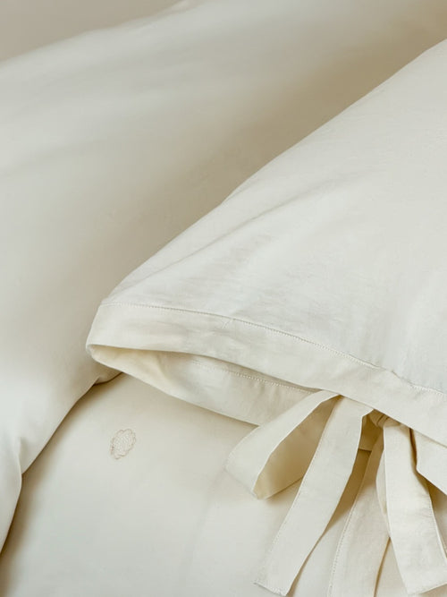 Bellisse Ivory & Blush Embroidered Washed Cotton Bedding Set original reference image 1