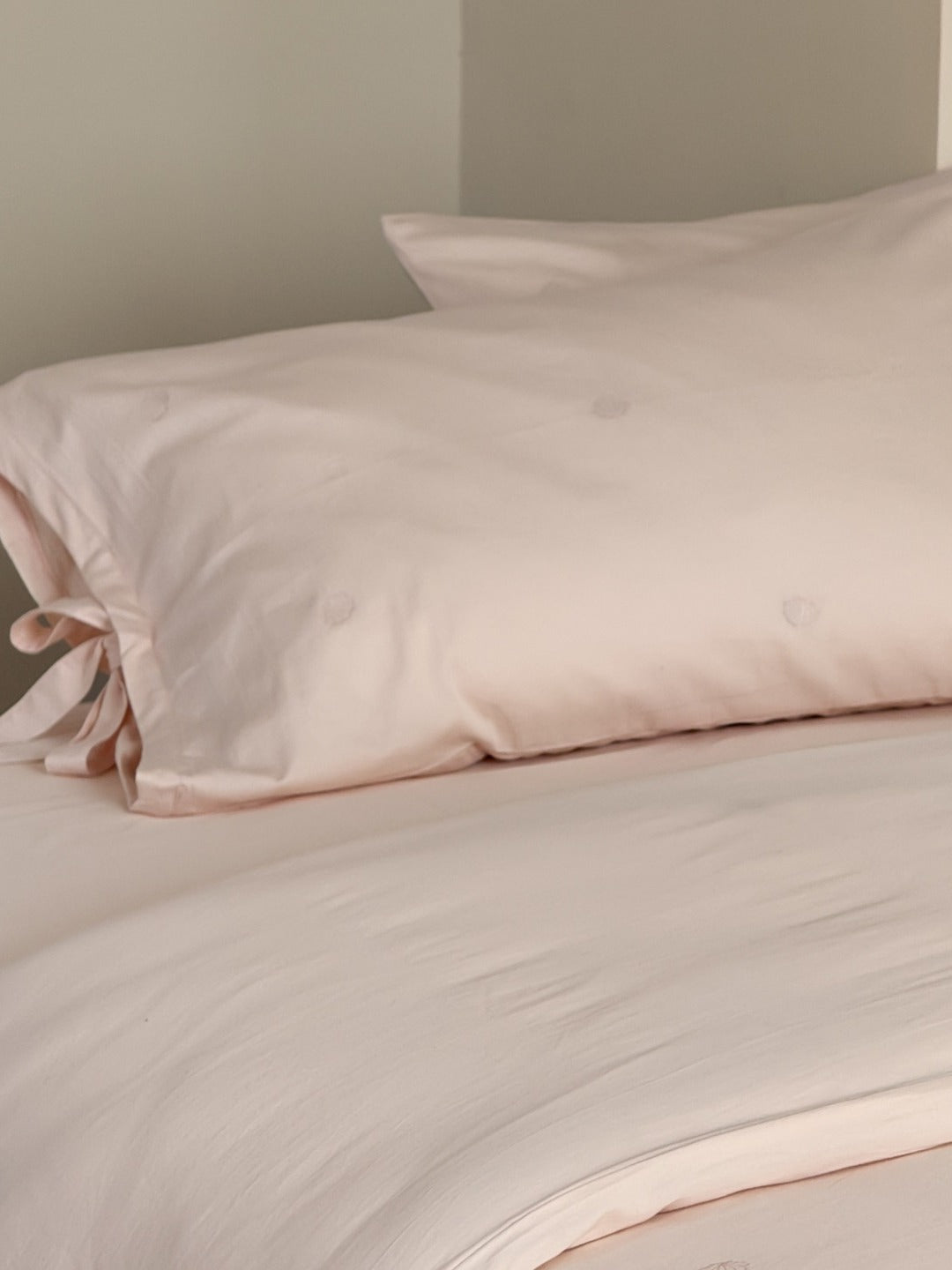 Bellisse Ivory & Blush Embroidered Washed Cotton Bedding Set original reference image 12