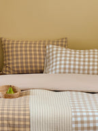 Brownie Isle Gingham & Stripe Patchwork Muslin Bedding Set original reference image 1