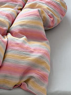 Dreamweaver Pastel Stripe Smocked Muslin Bedding Set original reference image 3