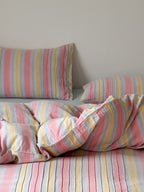 Dreamweaver Pastel Stripe Smocked Muslin Bedding Set original reference image 4