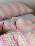 Dreamweaver Pastel Stripe Smocked Muslin Bedding Set original reference image 7