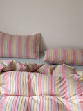 Dreamweaver Pastel Stripe Smocked Muslin Bedding Set original reference image 8