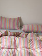 Dreamweaver Pastel Stripe Smocked Muslin Bedding Set original reference image 8