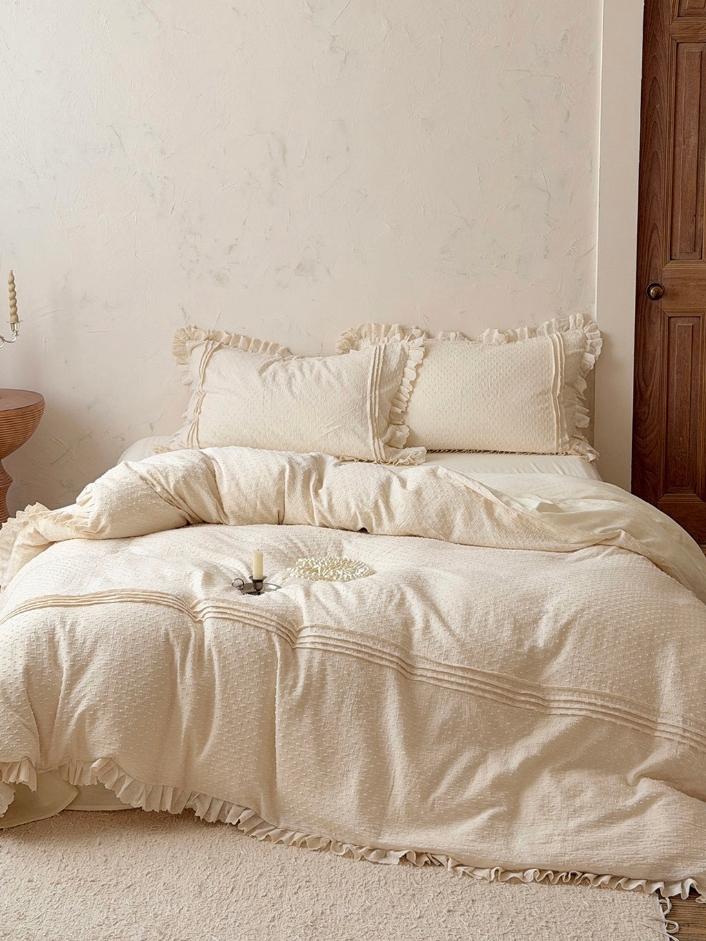 Elodie Clip-Jacquard Ruffle Muslin Bedding Set original reference image 8
