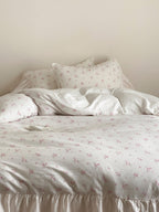 Evening Rose Ivory Floral Ruffle Muslin Bedding Set original reference image 2