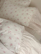 Evening Rose Ivory Floral Ruffle Muslin Bedding Set original reference image 3