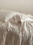 Evening Rose Ivory Floral Ruffle Muslin Bedding Set original reference image 6