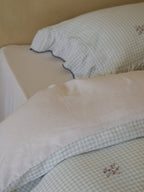 Florabelle Blue Gingham Embroidered Muslin Bedding Set original reference image 4
