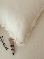 Isla Ivory Tassel-Trim Muslin Bedding Set original reference image 1