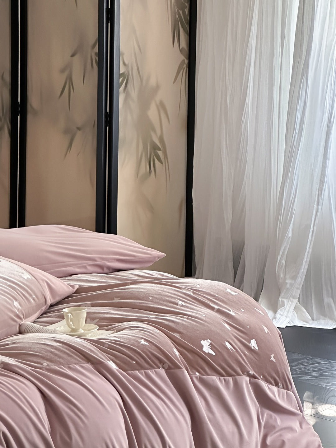 Mariposa Dusty Rose Butterfly Velvet Bedding Set original reference image 2