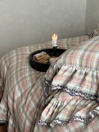 Meadowmist Pastel Plaid Lace Muslin Bedding Set original reference image 7