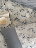 Serene Blue Watercolor Floral Velvet Bedding Set original reference image 3