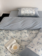 Serene Blue Watercolor Floral Velvet Bedding Set original reference image 4