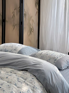 Serene Blue Watercolor Floral Velvet Bedding Set original reference image 7