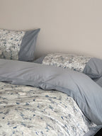 Serene Blue Watercolor Floral Velvet Bedding Set original reference image 8