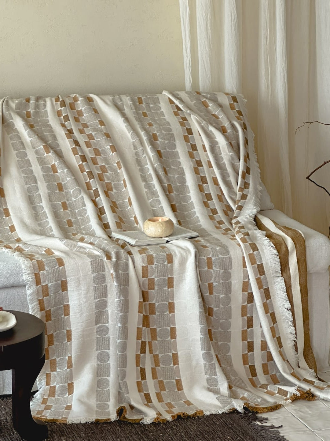 Willow Fringe Cotton Jacquard Throw Blanket original reference image 4