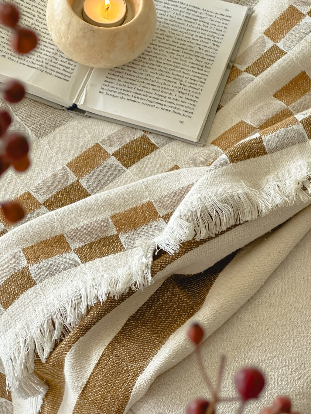 Willow Fringe Cotton Jacquard Throw Blanket original reference image 5