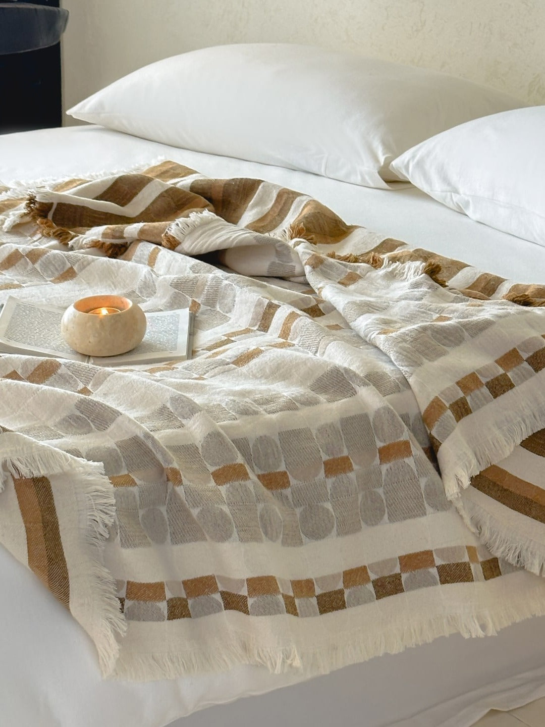 Willow Fringe Cotton Jacquard Throw Blanket original reference image 6
