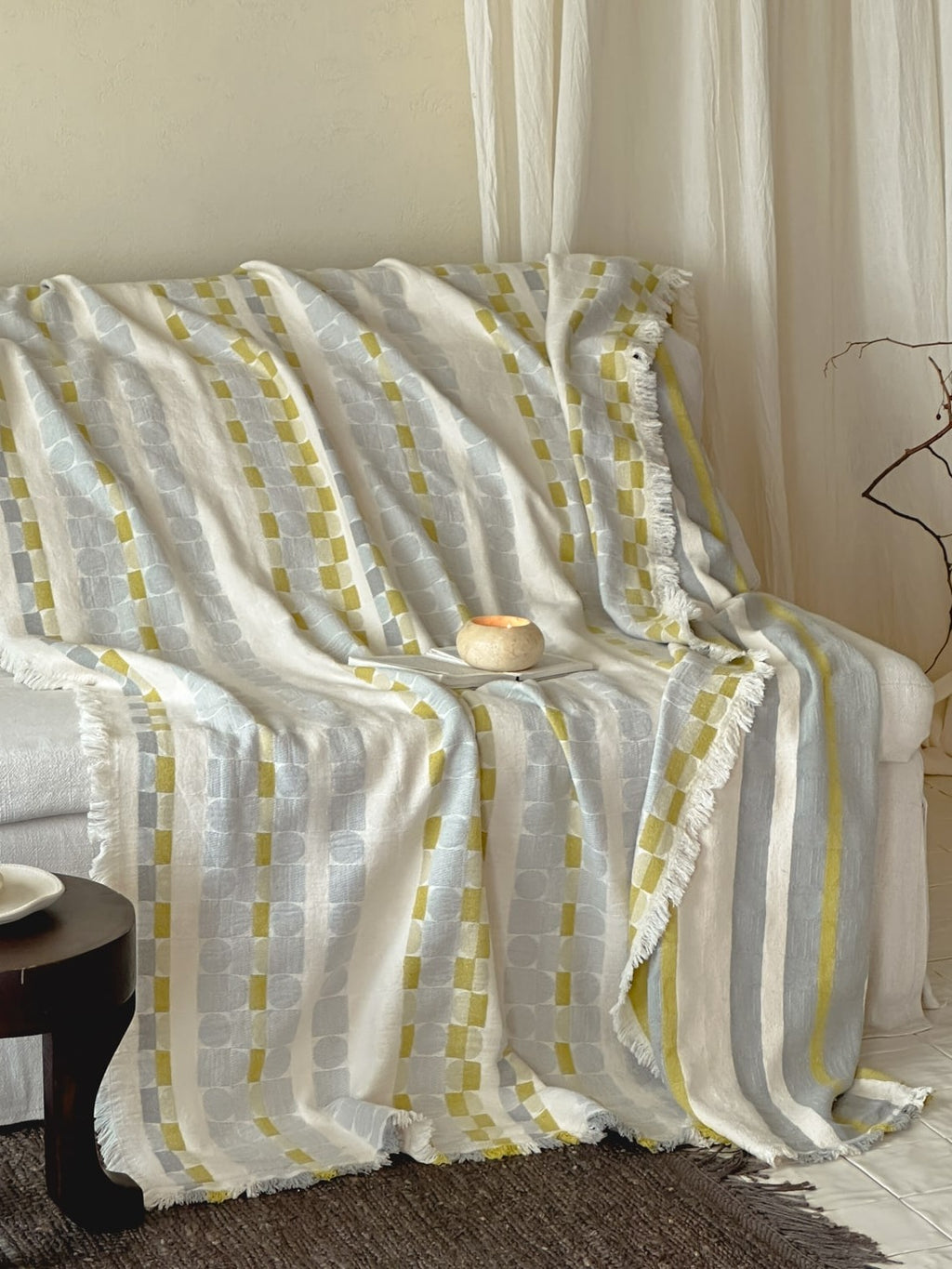 Willow Fringe Cotton Jacquard Throw Blanket original reference image 14