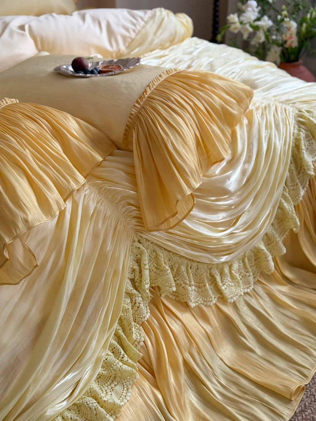 French Ruffle Lace Cotton Sateen Bedding