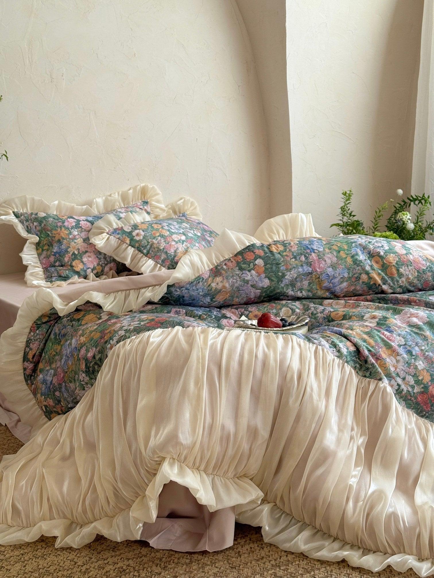 Vintage Oil Garden Ruched Bedding Set