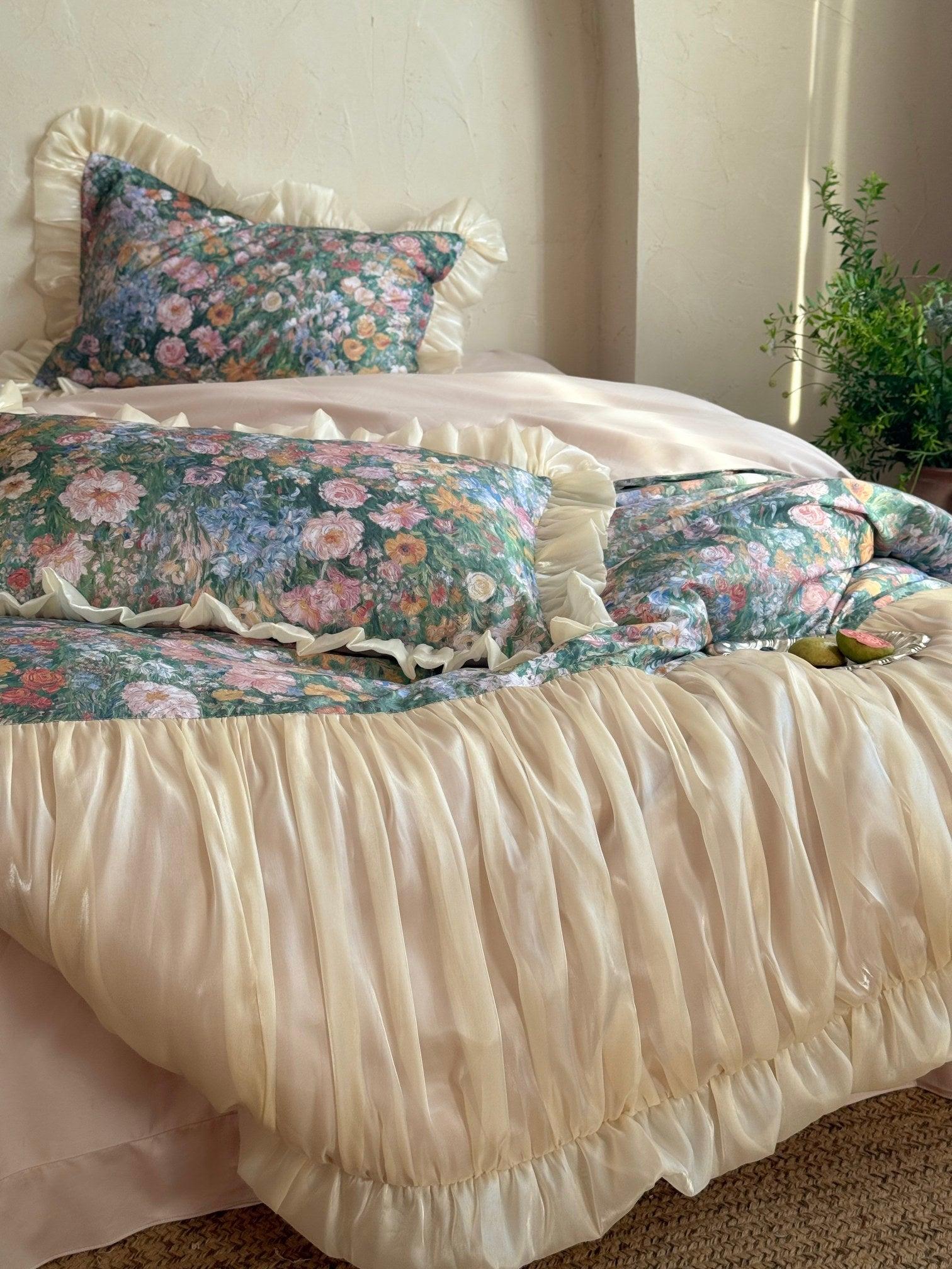 Vintage Oil Garden Ruched Bedding Set
